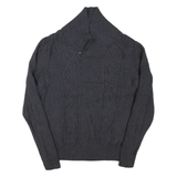 NAUTICA Mens Jumper Grey Button Neck Cable Knit S