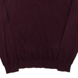 TOMMY HILFIGER Mens Jumper Maroon V-Neck Tight Knit L