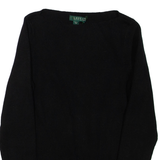 LAUREN RALPH LAUREN Womens Jumper Black Tight Knit 3/4 Sleeve S