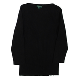 LAUREN RALPH LAUREN Womens Jumper Black Tight Knit 3/4 Sleeve S