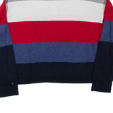 TOMMY HILFIGER Womens Patterned Jumper Blue Striped Tight Knit M