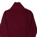 TOMMY HILFIGER Mens Heavy Knit Jumper Maroon Button Neck Chunky Knit L