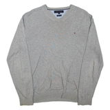 TOMMY HILFIGER Mens Jumper Grey 1/4 Zip Tight Knit M