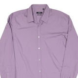 BOSS Slim Fit Mens Plain Shirt Purple Long Sleeve L