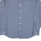 HILFIGER DENIM Mens Plain Shirt Blue Long Sleeve L