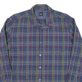 BOSS Mens Shirt Blue Check Long Sleeve L