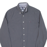 TOMMY HILFIGER Slim Fit Mens Plain Shirt Grey Long Sleeve S