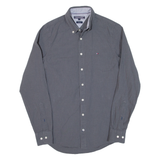 TOMMY HILFIGER Slim Fit Mens Plain Shirt Grey Long Sleeve S