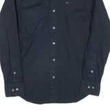 HILFIGER DENIM Slim Fit Mens Plain Shirt Black Long Sleeve S