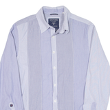 GUESS Mens Shirt Blue Striped Long Sleeve S