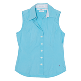 TOMMY HILFIGER Womens Plain Shirt Blue Sleeveless S