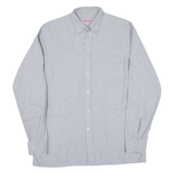 BARBADOS Mens Shirt Grey Striped Long Sleeve M