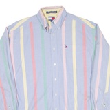 TOMMY HILFIGER Mens Shirt Blue Striped Long Sleeve L