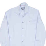 TOMMY HILFIGER Slim Fit Mens Plain Shirt Blue Long Sleeve M