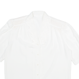 Padded Shoulders Womens Plain Shirt White Silk Floral M