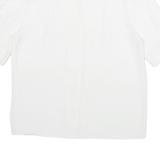 Padded Shoulders Womens Plain Shirt White Silk Floral M