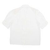 Padded Shoulders Womens Plain Shirt White Silk Floral M