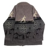 THE BARRAGE CO Winter Print Womens Fleece Jacket Grey Crazy Pattern M