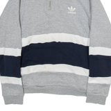 ADIDAS Womens Sweatshirt Grey 1/4 Zip UK 12