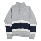 ADIDAS Womens Sweatshirt Grey 1/4 Zip UK 12