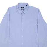 HUGO BOSS Mens Shirt Blue Spotted Long Sleeve L