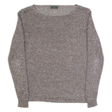 FRED PERRY Womens Jumper Brown Open Knit M