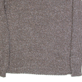 FRED PERRY Womens Jumper Brown Open Knit M