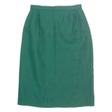 Womens Pencil Skirt Green Knee Length Houndstooth XS