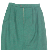 Womens Pencil Skirt Green Knee Length Houndstooth XS