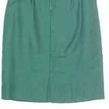 Womens Pencil Skirt Green Knee Length Houndstooth XS