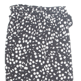 PARIS Belted Womens A-Line Skirt Black Midi Polka Dot M