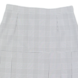 Womens Pleated Skirt White Knee Length Check M