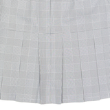 Womens Pleated Skirt White Knee Length Check M