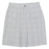 Womens Pleated Skirt White Knee Length Check M