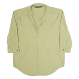 ZARA Womens Shirt Green Button Neck 3/4 Sleeve L
