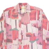 CAMEL COLLECTIONS Womens Shirt Pink Button Neck Long Sleeve Crazy Pattern S