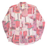 CAMEL COLLECTIONS Womens Shirt Pink Button Neck Long Sleeve Crazy Pattern S