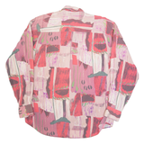 CAMEL COLLECTIONS Womens Shirt Pink Button Neck Long Sleeve Crazy Pattern S