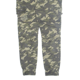 TOKUMO SHIMA Camo Cargo Distressed Mens Trousers Green Regular Tapered W28 L26