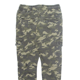 TOKUMO SHIMA Camo Cargo Distressed Mens Trousers Green Regular Tapered W28 L26