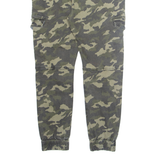 TOKUMO SHIMA Camo Cargo Distressed Mens Trousers Green Regular Tapered W28 L26