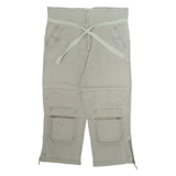 AUTHENTIC 3/4 Cargo Mens Trousers Green Loose Wide-Leg W34 L24