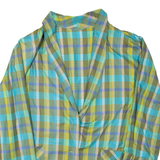 Womens Printed Blouse Green V-Neck Long Sleeve Check XL