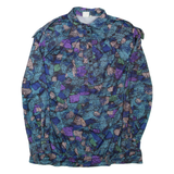 CV Womens Printed Blouse Blue Collared Long Sleeve L