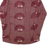 Womens Printed Shirt Maroon Collared Long Sleeve Geometric L