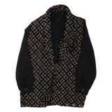 Womens Kimono Top Black V-Neck Long Sleeve L