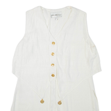 Womens Blouse White V-Neck Sleeveless UK 14