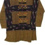 Womens Kimono Top Brown Collared Long Sleeve M