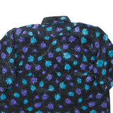 Womens Printed Shirt Black Collared Floral XL