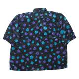 Womens Printed Shirt Black Collared Floral XL